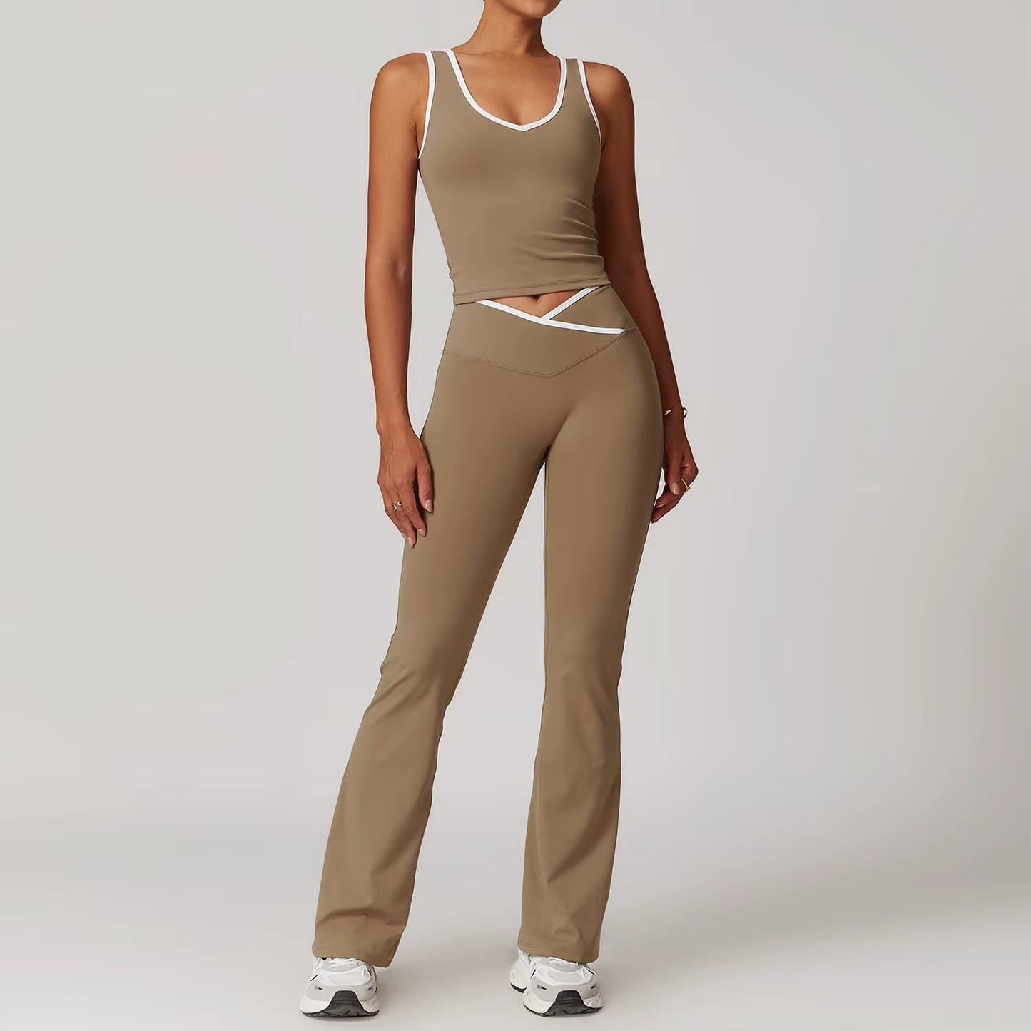 Wholesale High Waist Yoga Outfit Women 4 Piece Vest Crop Top Bra Gym Leggings Shorts Fitness Clothes Sport Set