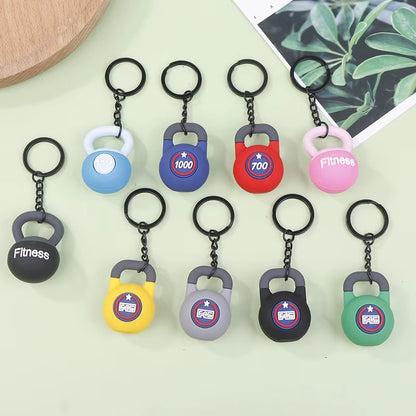 3D Kettlebell Keychain for Fitness Enthusiasts - PVC Sports Accessory for Car Keys