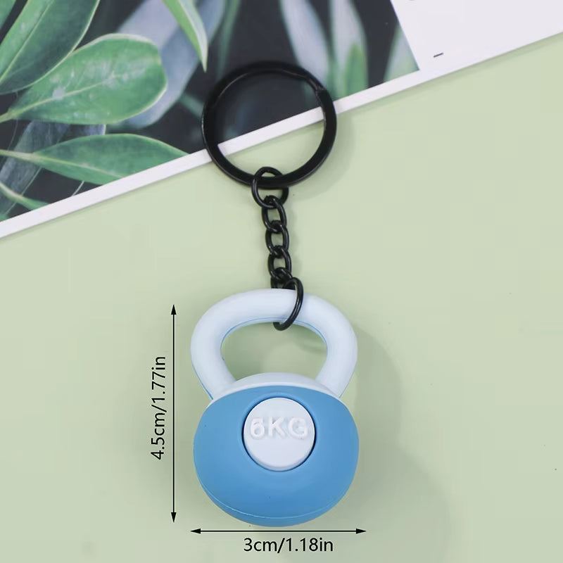 3D Kettlebell Keychain for Fitness Enthusiasts - PVC Sports Accessory for Car Keys