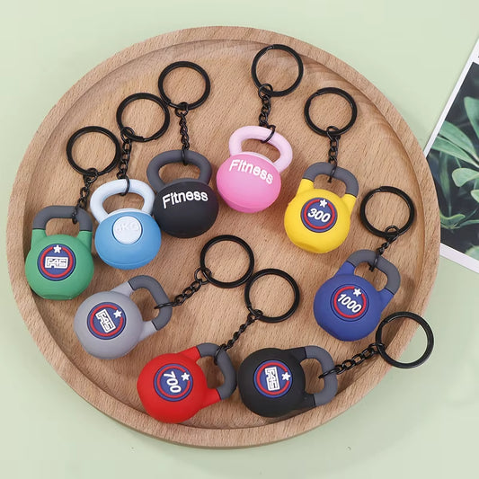 3D Kettlebell Keychain for Fitness Enthusiasts - PVC Sports Accessory for Car Keys