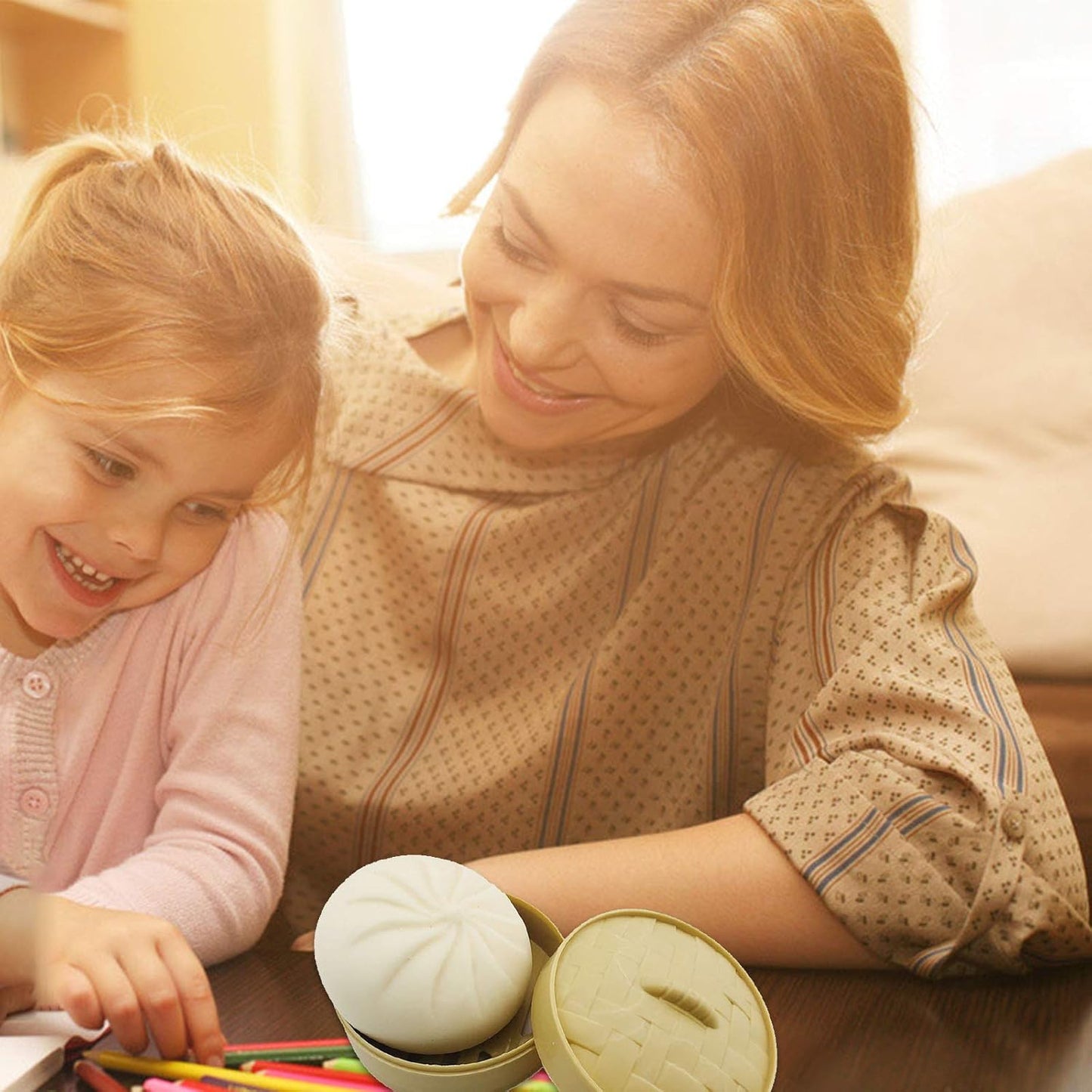Dumpling Stress Relief Toy - Squishy Steamed Bun Simulation with Mini Steamer for Sensory Decompression for All Ages
