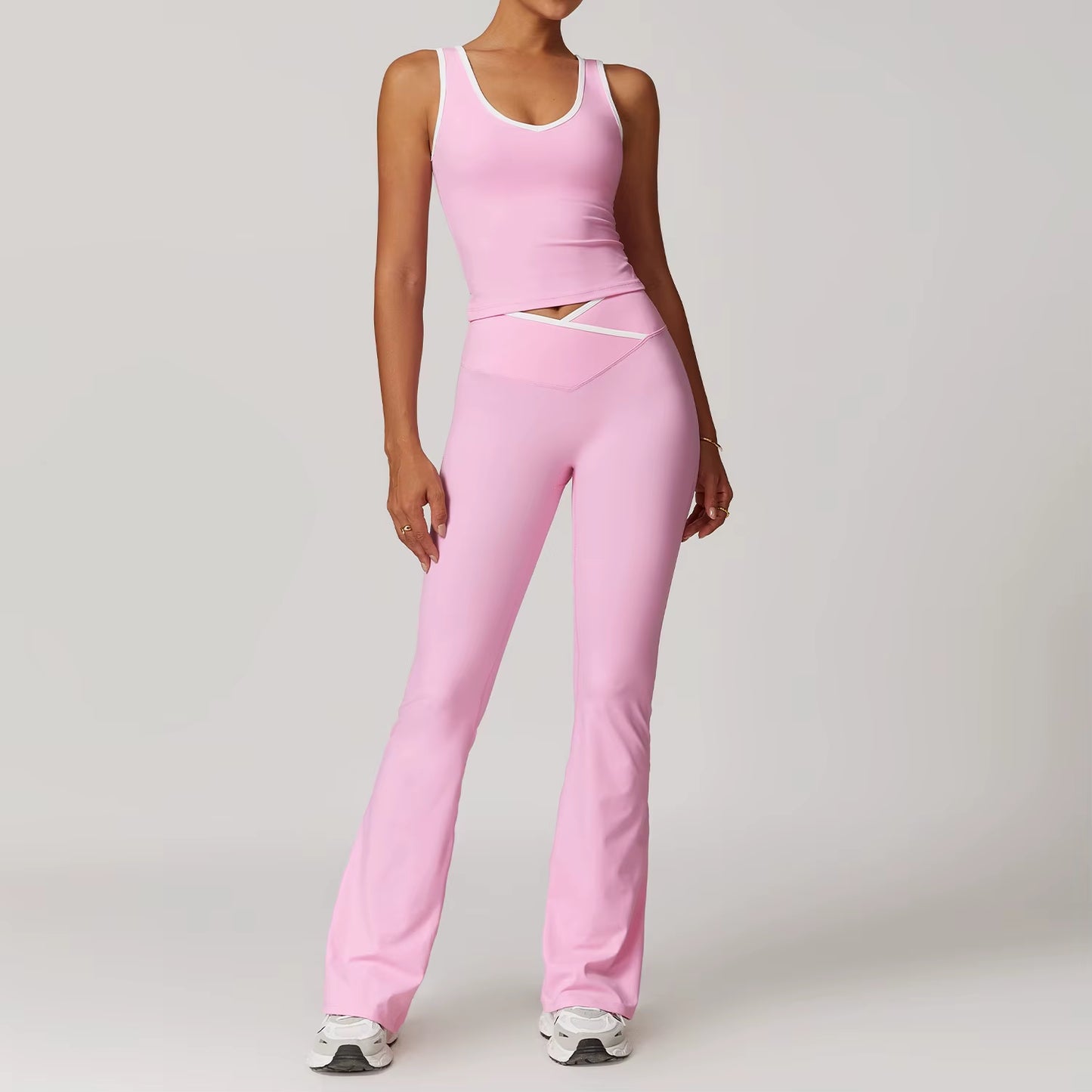 Wholesale High Waist Yoga Outfit Women 4 Piece Vest Crop Top Bra Gym Leggings Shorts Fitness Clothes Sport Set