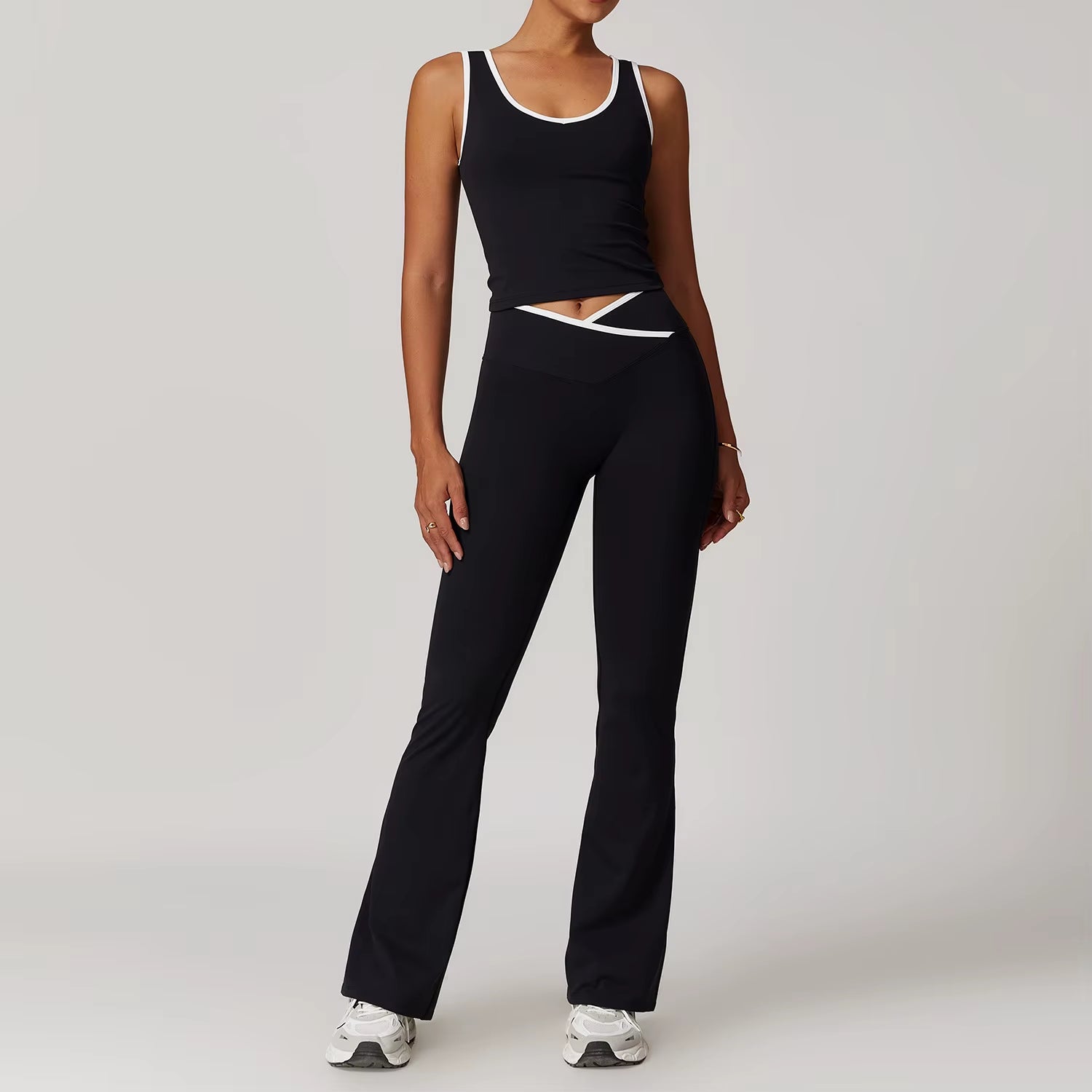 Wholesale High Waist Yoga Outfit Women 4 Piece Vest Crop Top Bra Gym Leggings Shorts Fitness Clothes Sport Set