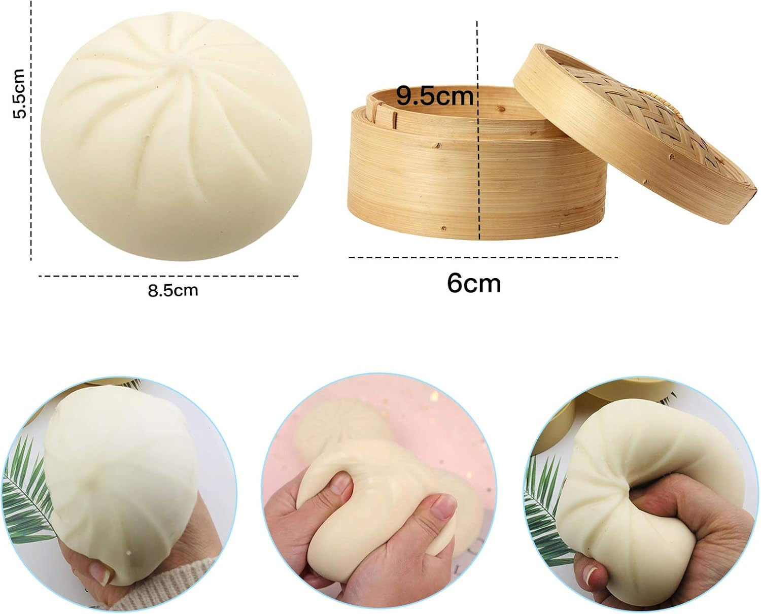 Dumpling Stress Relief Toy - Squishy Steamed Bun Simulation with Mini Steamer for Sensory Decompression for All Ages