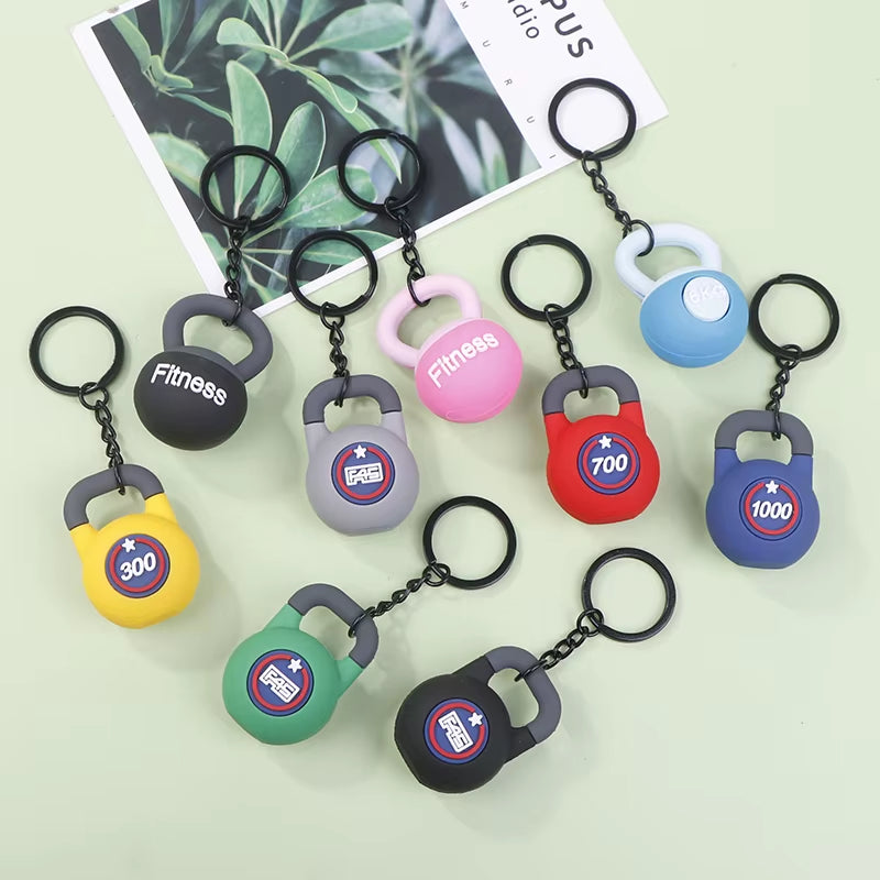 3D Kettlebell Keychain for Fitness Enthusiasts - PVC Sports Accessory for Car Keys