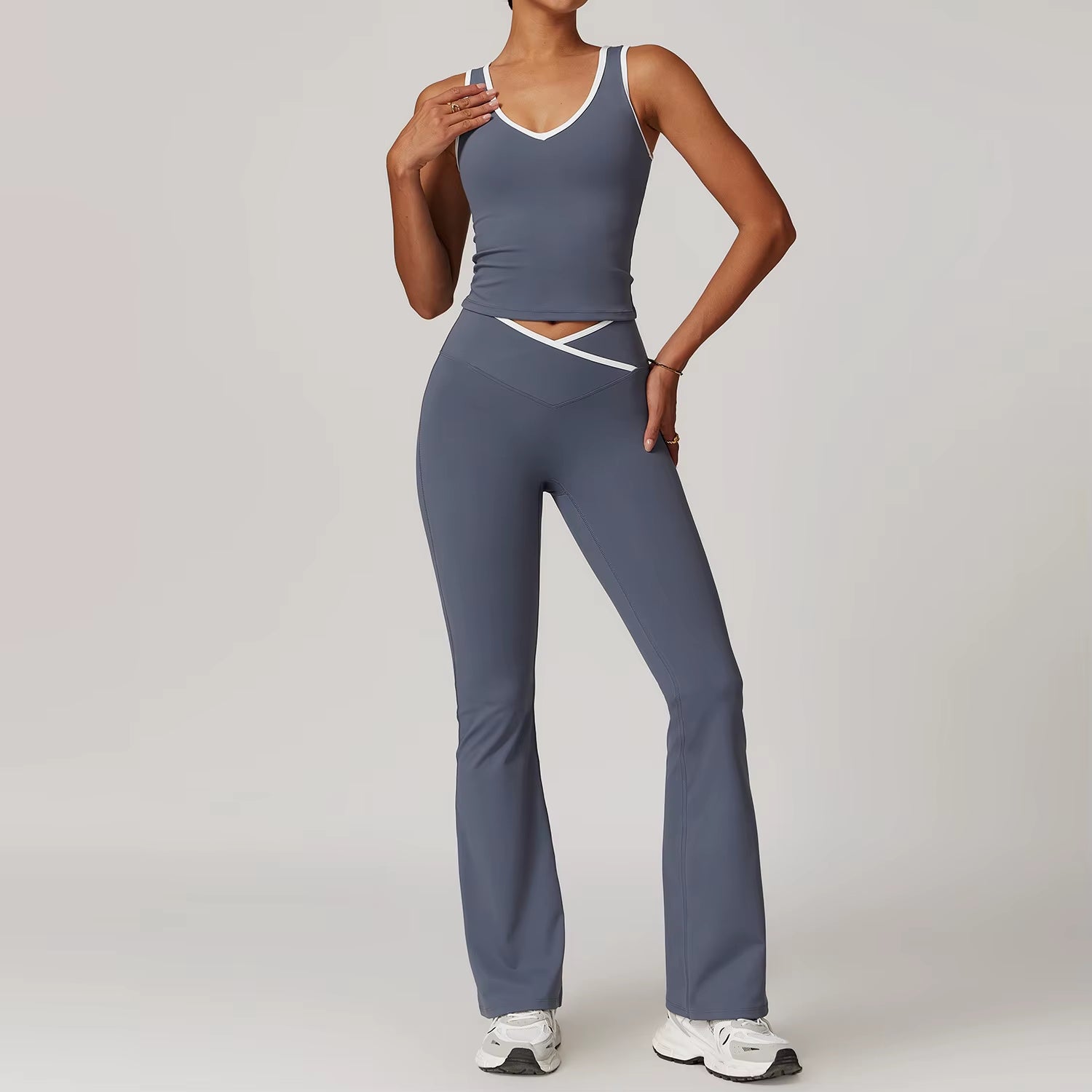 Wholesale High Waist Yoga Outfit Women 4 Piece Vest Crop Top Bra Gym Leggings Shorts Fitness Clothes Sport Set